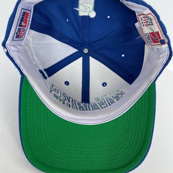 Vtg 90s Seattle Seahawks Sports Specialties Laser Shadow Pro Line Snapback Hat - Picture 7 of 9